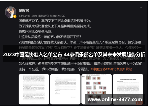 2023中国足协准入名单公布 44家俱乐部名单及其未来发展趋势分析